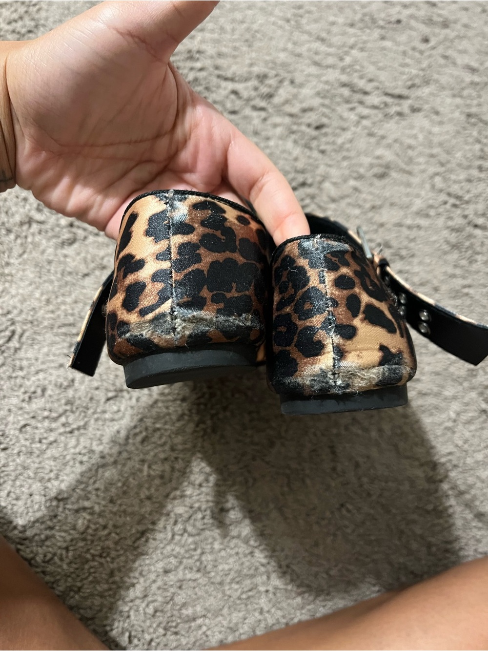 Leopard Print Mary Jane Flats with Buckle Strap - Brown - Picture 6 of 11